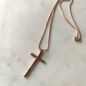 18k Rose Gold Filled Cross Necklace 17.5”